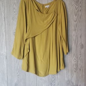 Green blouse with a gold hue.